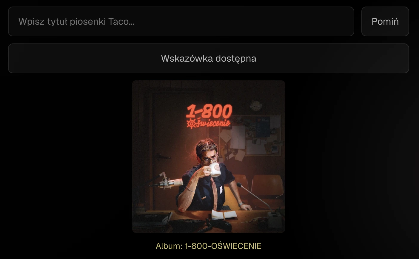 Ekran podpowiedzi albumu